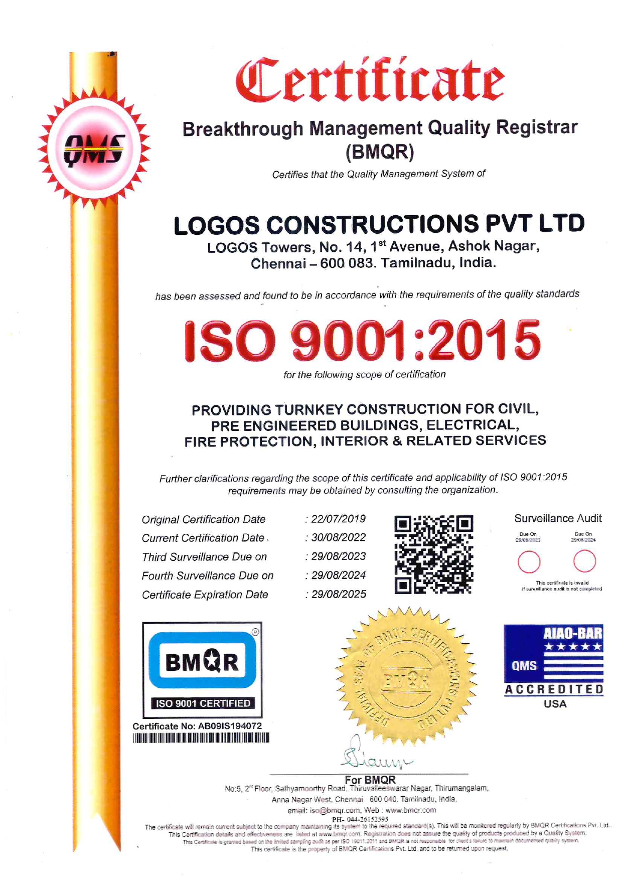 ISO9001 Certification Logos Constructions